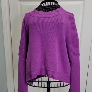 Free People Purple Cropped Crew Neck Sweater Size Small
